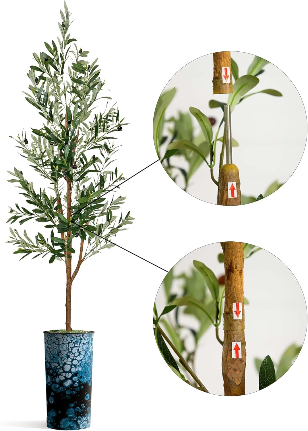 68" Artificial Olive Silk Tree with Modern Planter – Indoor & Outdoor Décor