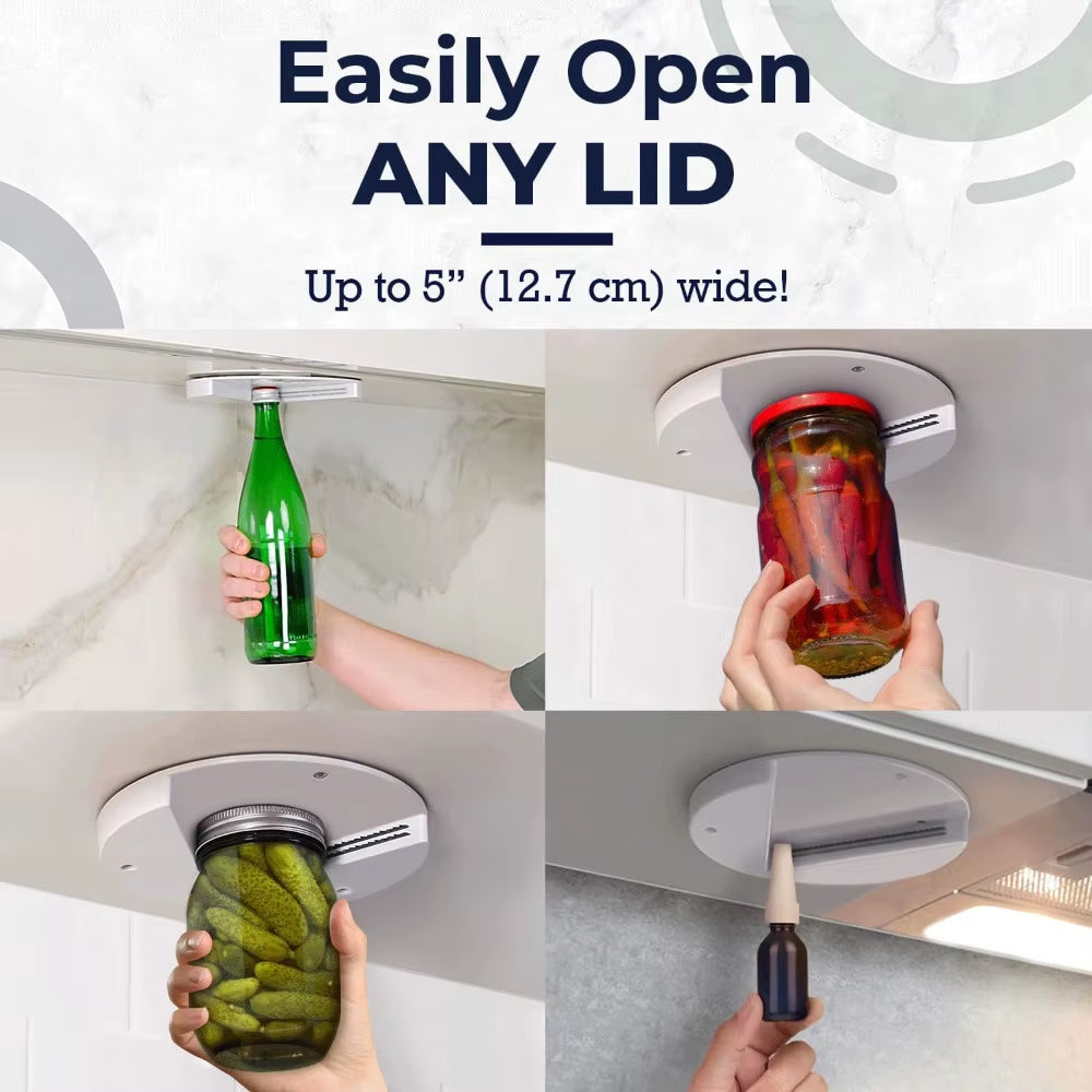 Under Cabinet Jar Opener for Weak Hands – Easy Grip, One-Handed Kitchen Tool