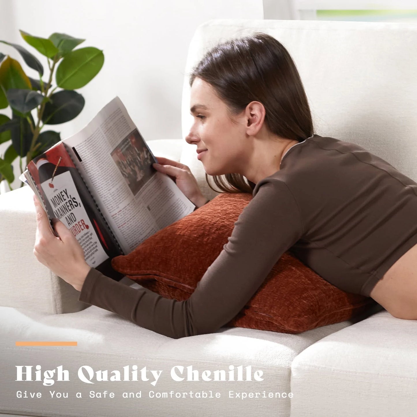 Oversized 3-Seater Deep Seat Sofa – Off-White Chenille Upholstered Couch for Living Room Comfort & Style