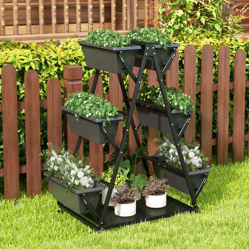 3-Tier Vertical Raised Garden Bed with Wheels – Mobile Planter with 6 Container Boxes for Herbs, Vegetables & Flowers