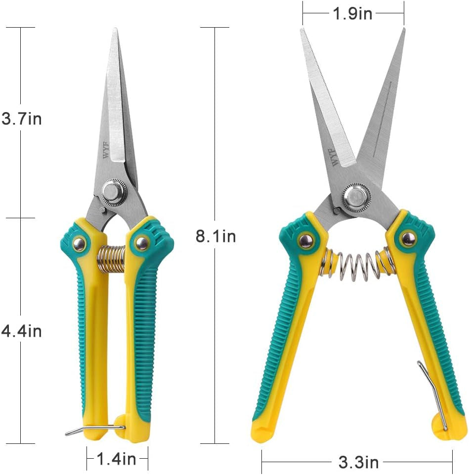 Professional Pruning Scissors – 8.1" Gardening Shears with Straight Stainless Steel Blades – Sharp Hand Pruner for Trimming Plants, Flowers, Fruits & Vegetables
