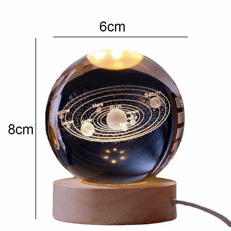 D2 Crystal Ball 3D Planet Lamp – Saturn & Sun Snow Globe Decoration