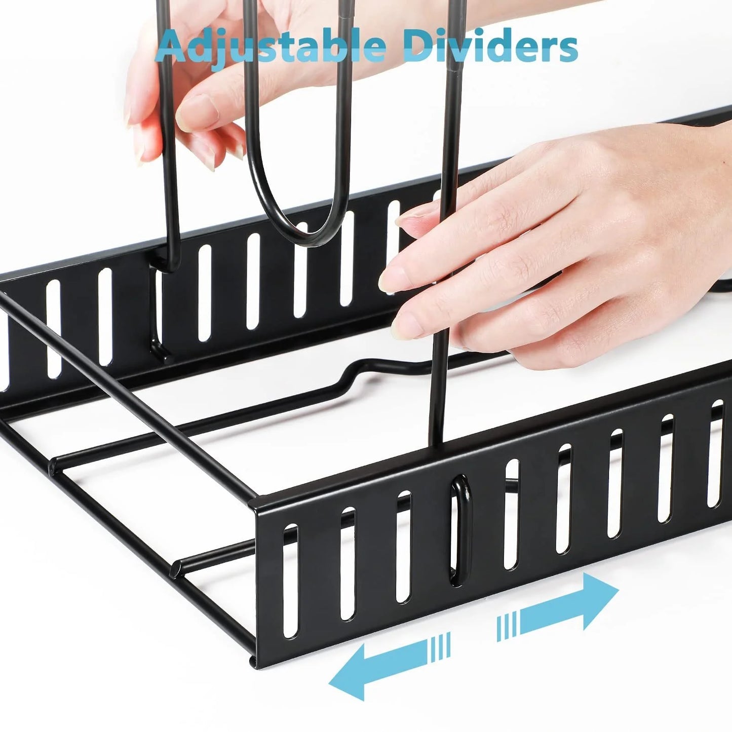 8-Tier Pot and Pan Organizer Rack – Adjustable Cookware Storage Stand with Pot Lid Holder for Kitchen Cabinet Organization