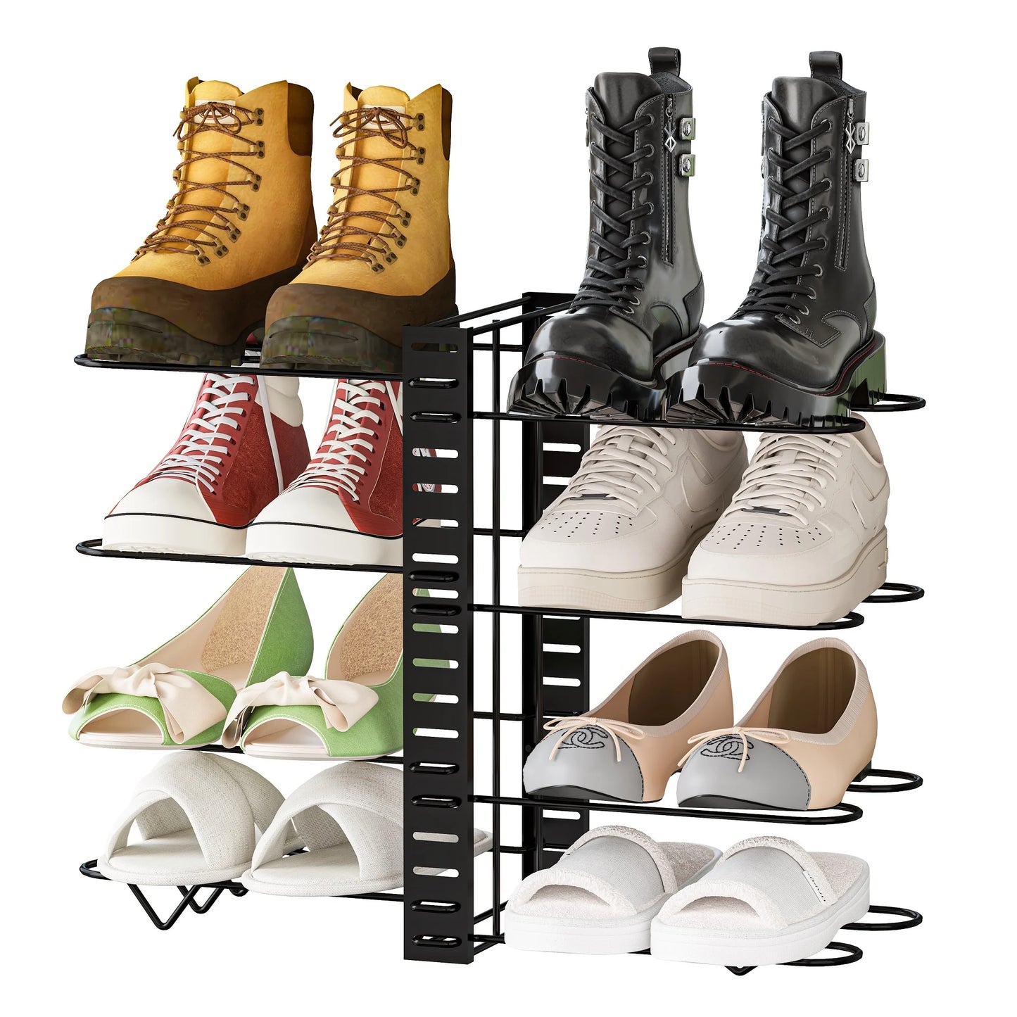 8-Tier Pot and Pan Organizer Rack – Adjustable Cookware Storage Stand with Pot Lid Holder for Kitchen Cabinet Organization