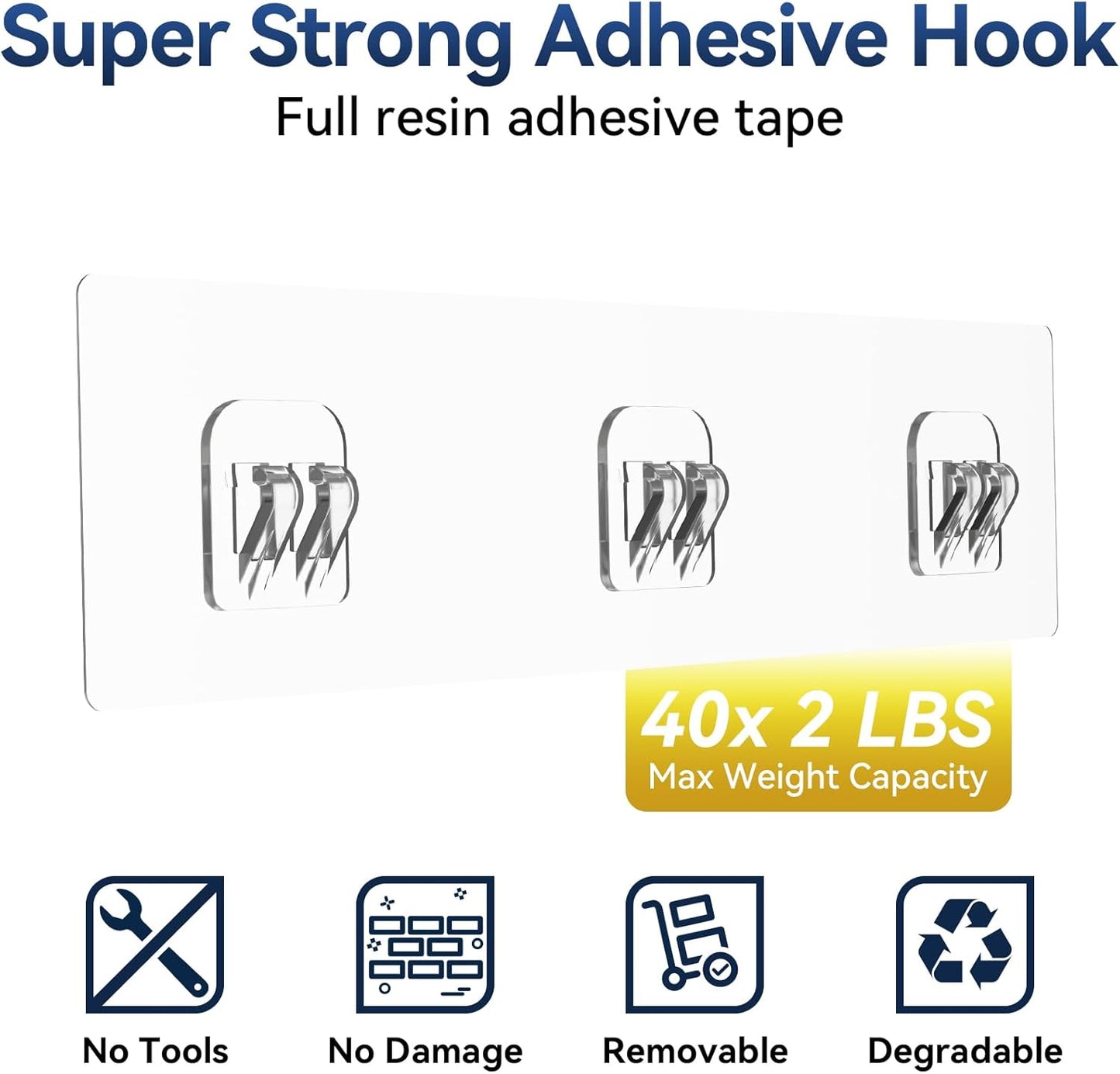 Adhesive Shower Caddy 2-Pack – No-Drill Rustproof Bathroom Organizer Shelves with Removable Hooks, Wall-Mounted Black Shower Rack