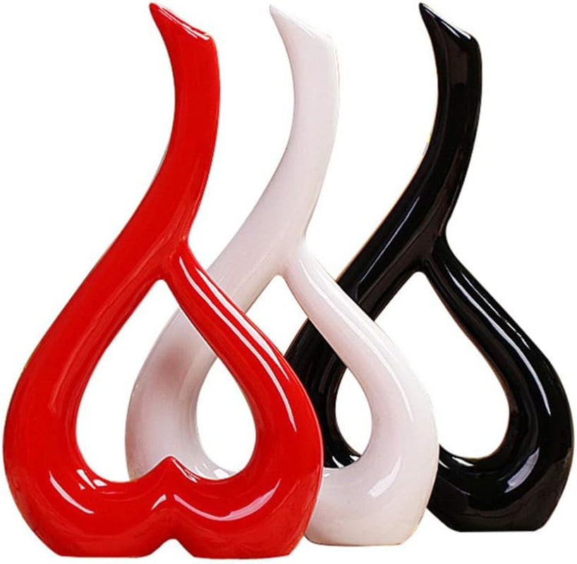 Ceramic Heart-Shaped Flower Vase – Black Decorative Home Accent