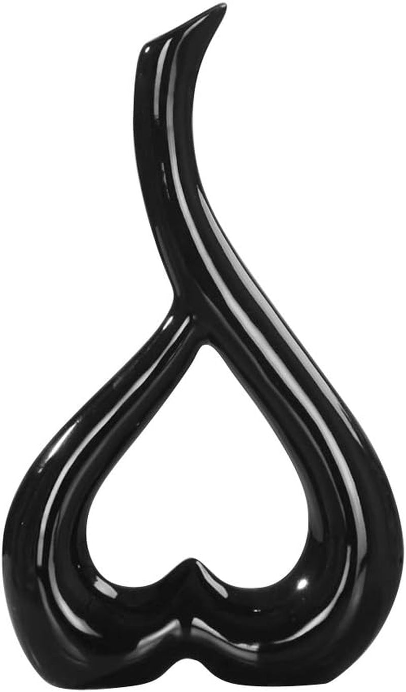 Ceramic Heart-Shaped Flower Vase – Black Decorative Home Accent