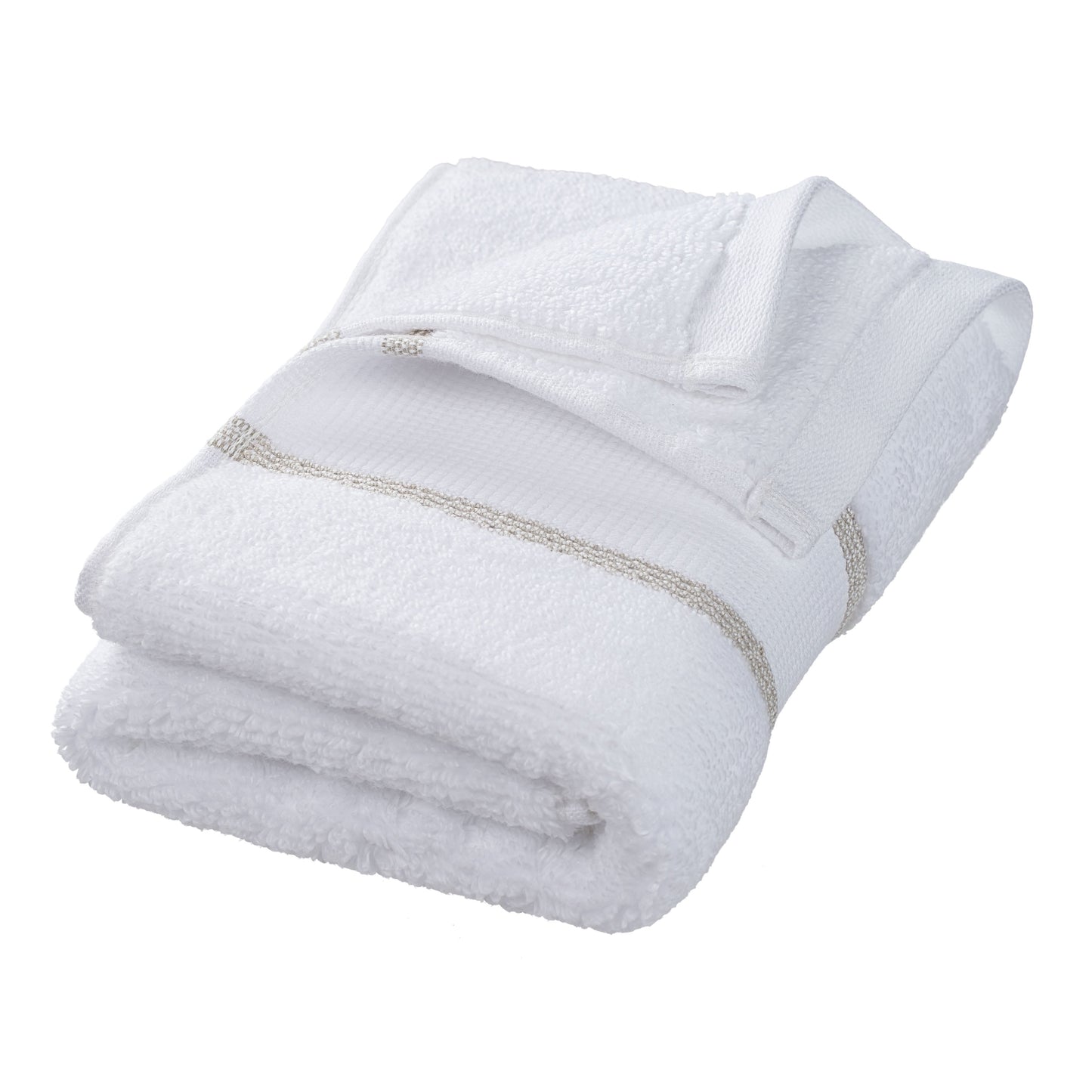 6-Piece Egyptian Cotton Striped Towel Set – Soft & Absorbent Bath Towels, Birchwood Color