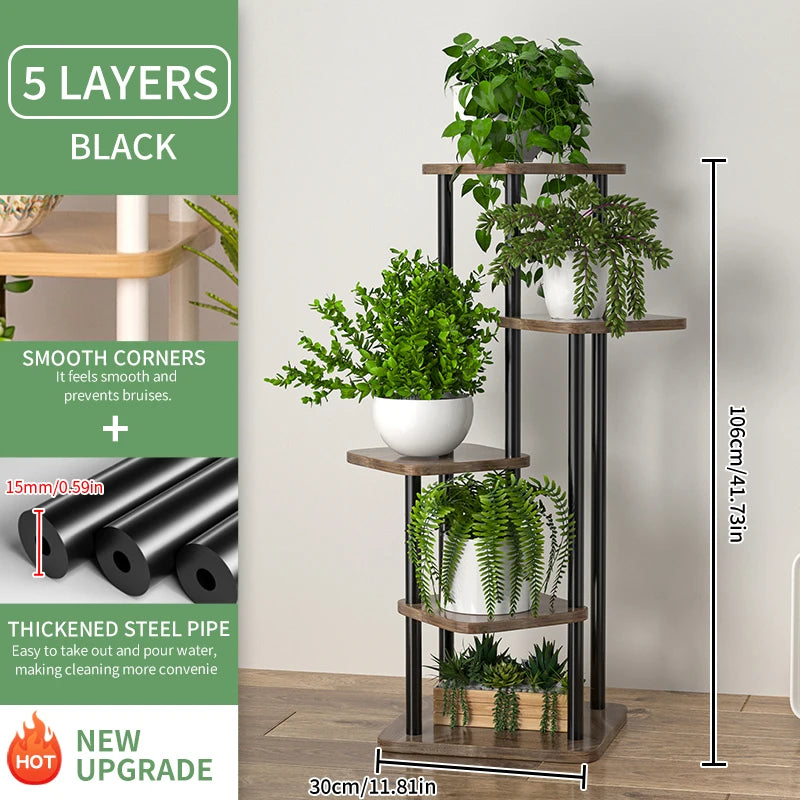 Plant Stand Stand for Flowers Wooden Storage Shelf 4/5/6 Tier Flower Shelf Planter Rack Indoor Display Stand Multiple Flower Pot