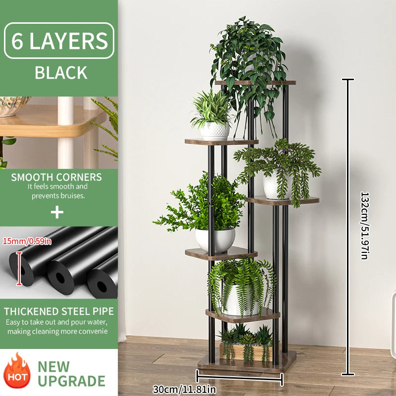 Plant Stand Stand for Flowers Wooden Storage Shelf 4/5/6 Tier Flower Shelf Planter Rack Indoor Display Stand Multiple Flower Pot