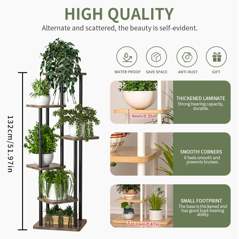 Plant Stand Stand for Flowers Wooden Storage Shelf 4/5/6 Tier Flower Shelf Planter Rack Indoor Display Stand Multiple Flower Pot
