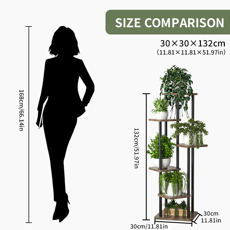Plant Stand Stand for Flowers Wooden Storage Shelf 4/5/6 Tier Flower Shelf Planter Rack Indoor Display Stand Multiple Flower Pot