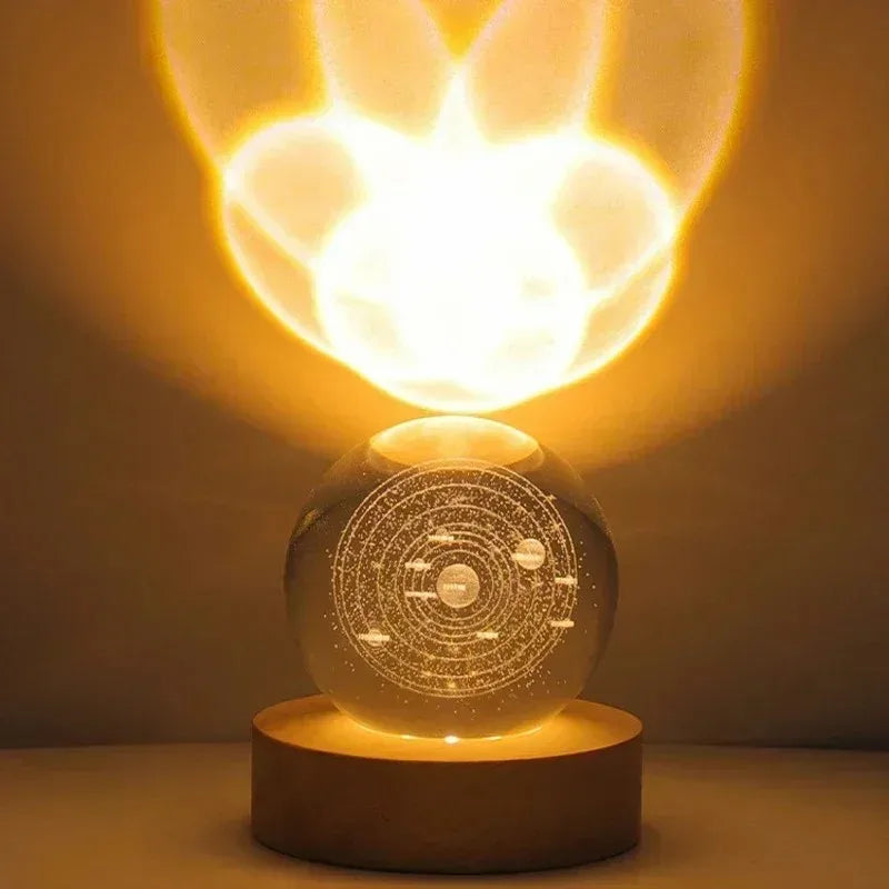 D2 Crystal Ball 3D Planet Lamp – Saturn & Sun Snow Globe Decoration