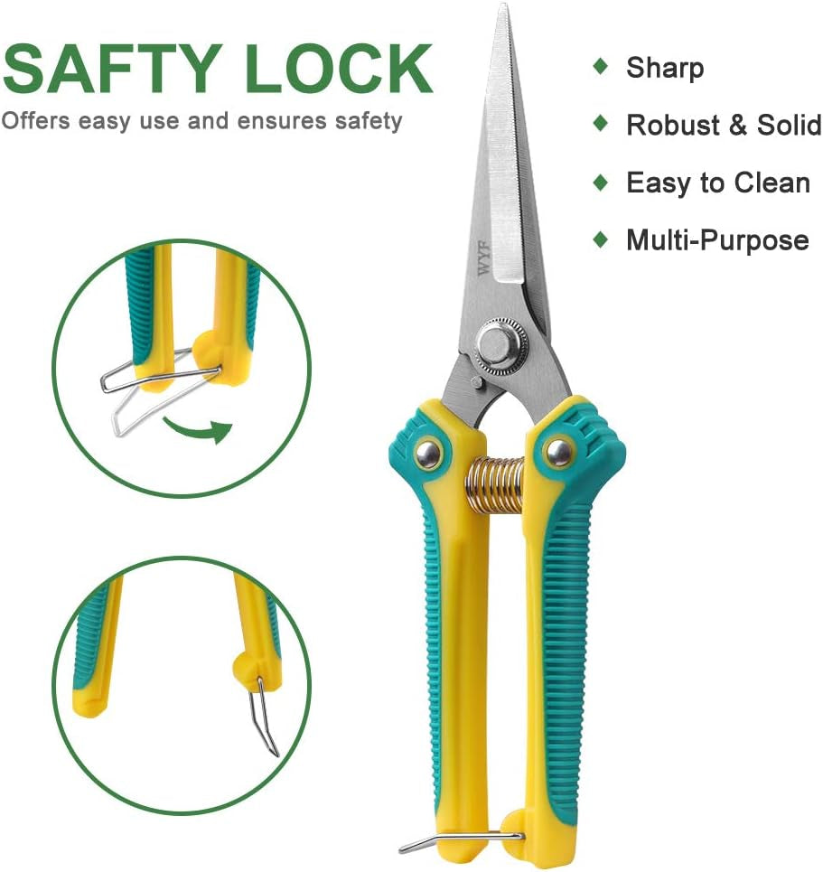 Professional Pruning Scissors – 8.1" Gardening Shears with Straight Stainless Steel Blades – Sharp Hand Pruner for Trimming Plants, Flowers, Fruits & Vegetables