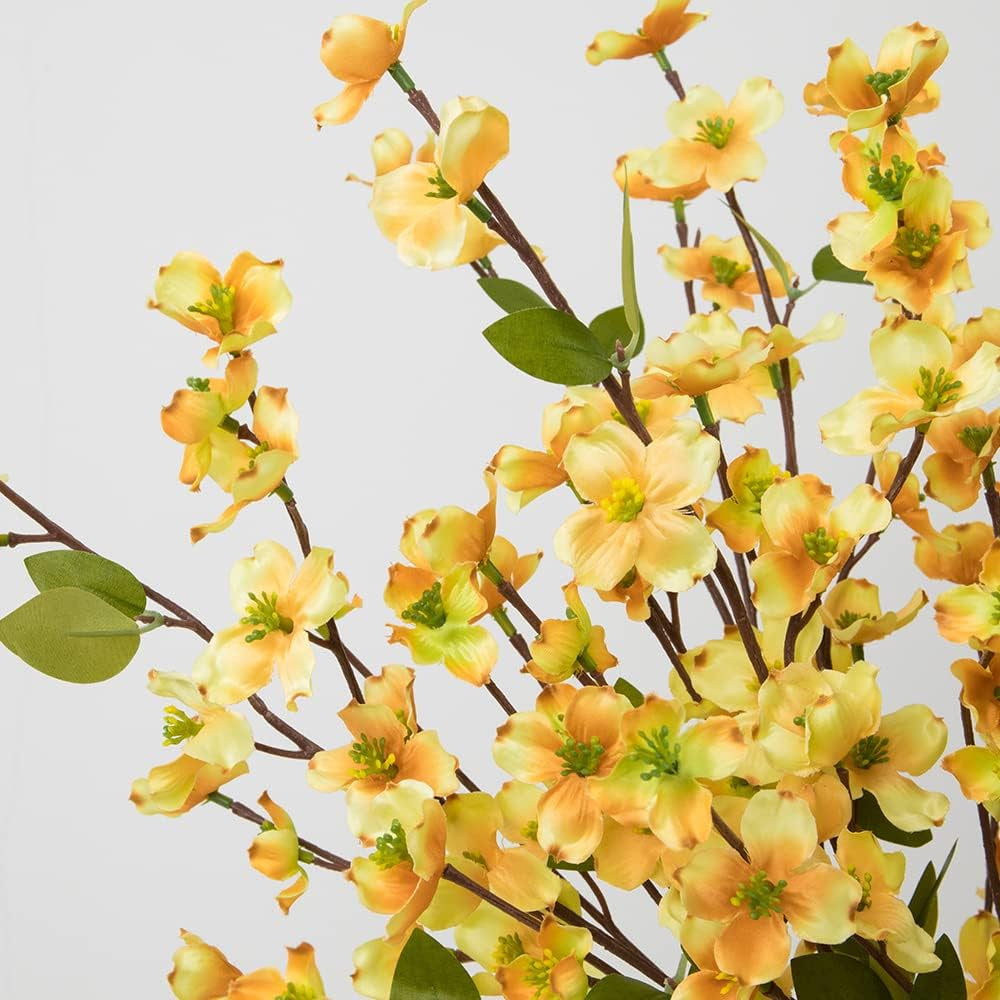 8 PCS Artificial Dogwood Blossom Stems – Silk Cornus Flowers for Home Decor & Table Centerpieces (Champagne)