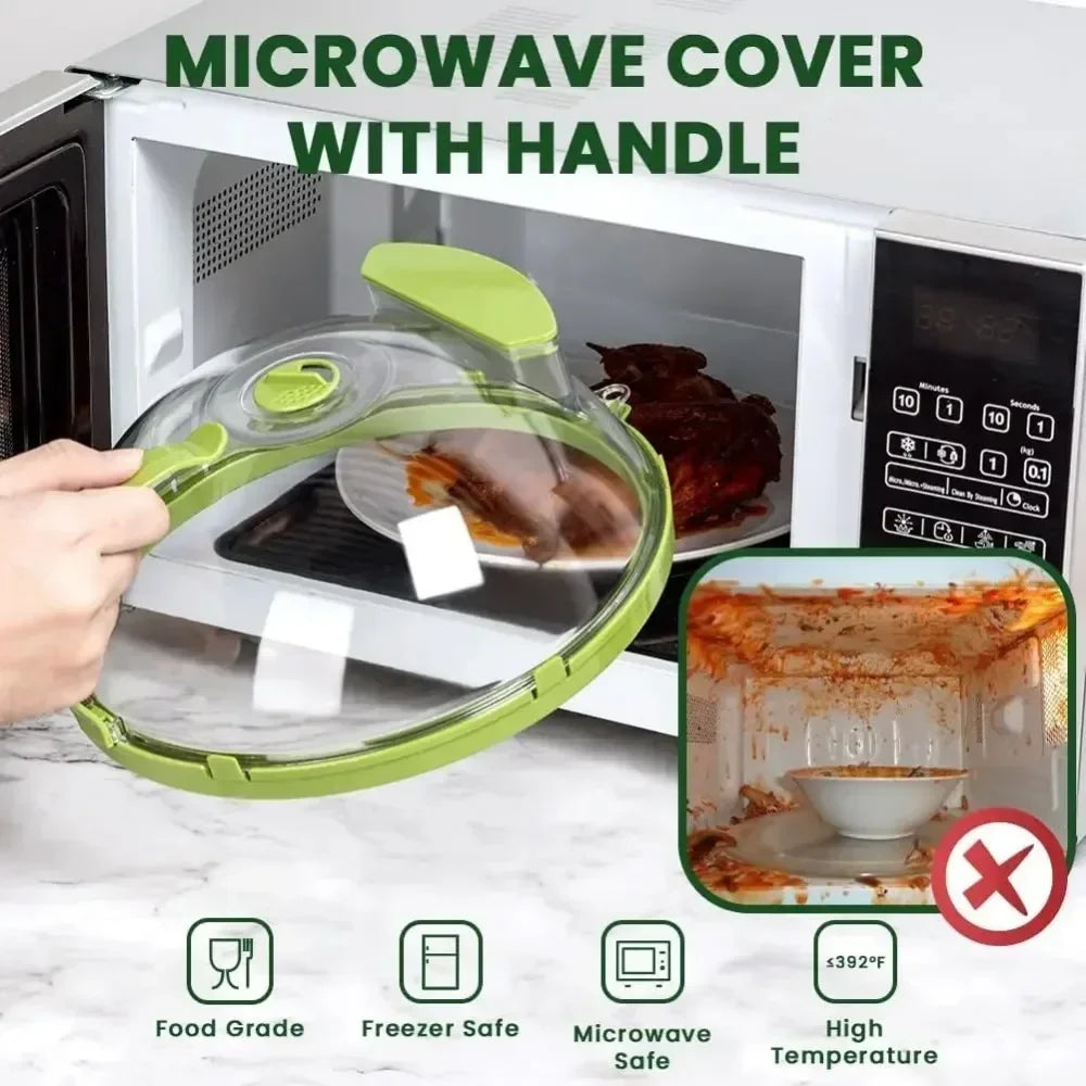News Microwave Cover for Food Clear Microwave Splatter Cover with Water Steamer and Handle 10 Inch Plate Covers Kitchen Gadgets