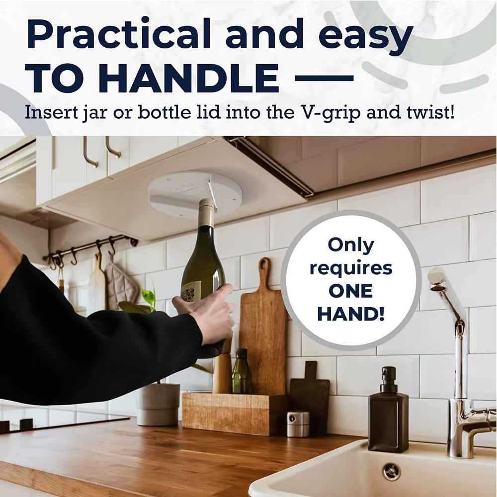 Under Cabinet Jar Opener for Weak Hands – Easy Grip, One-Handed Kitchen Tool