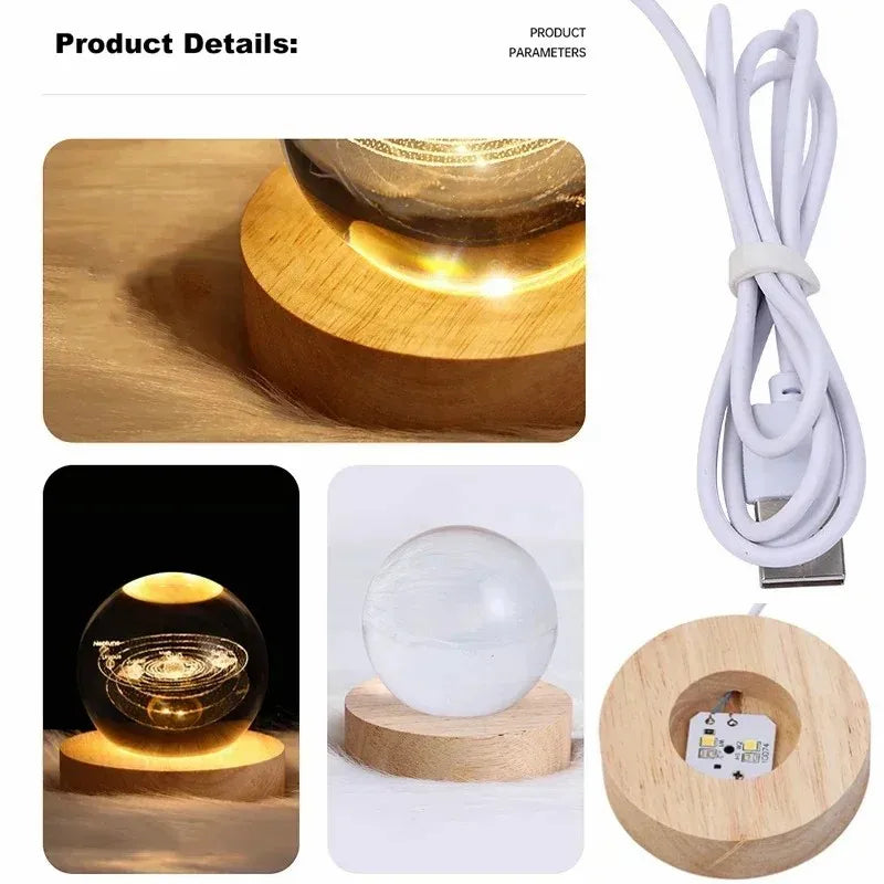 D2 Crystal Ball 3D Planet Lamp – Saturn & Sun Snow Globe Decoration