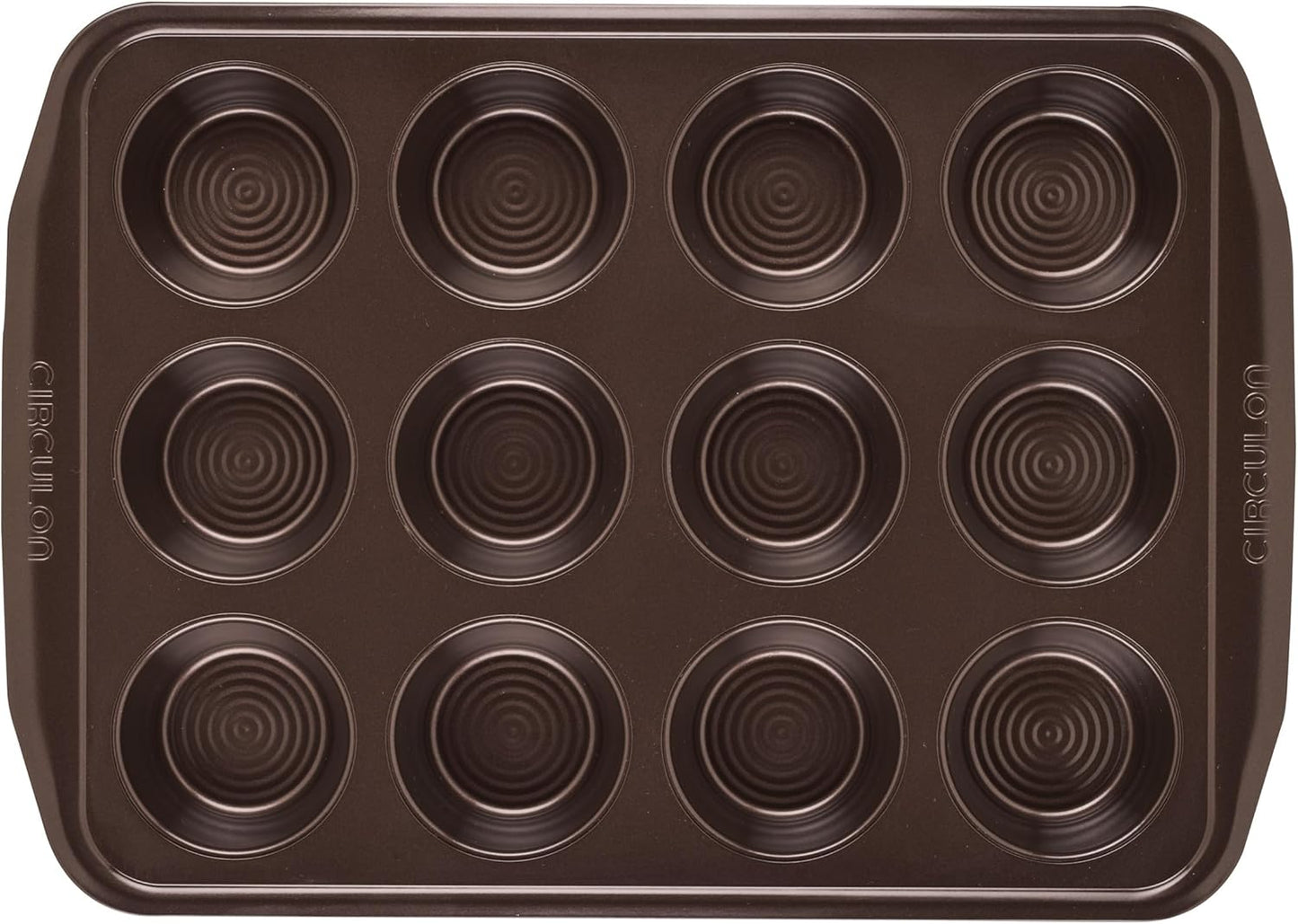 12-Cup Nonstick Muffin Pan – Brown Steel Cupcake & Muffin Bakeware Tray for Even Baking and Easy Release