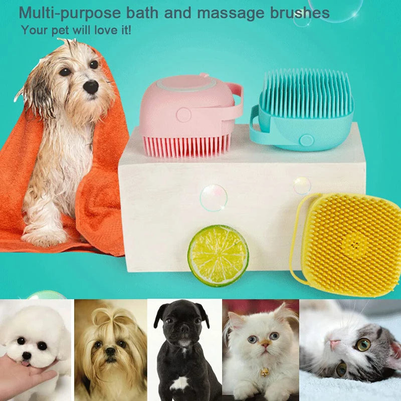 Silicone Pet Bathing Brush & Massage Comb for Dogs and Cats