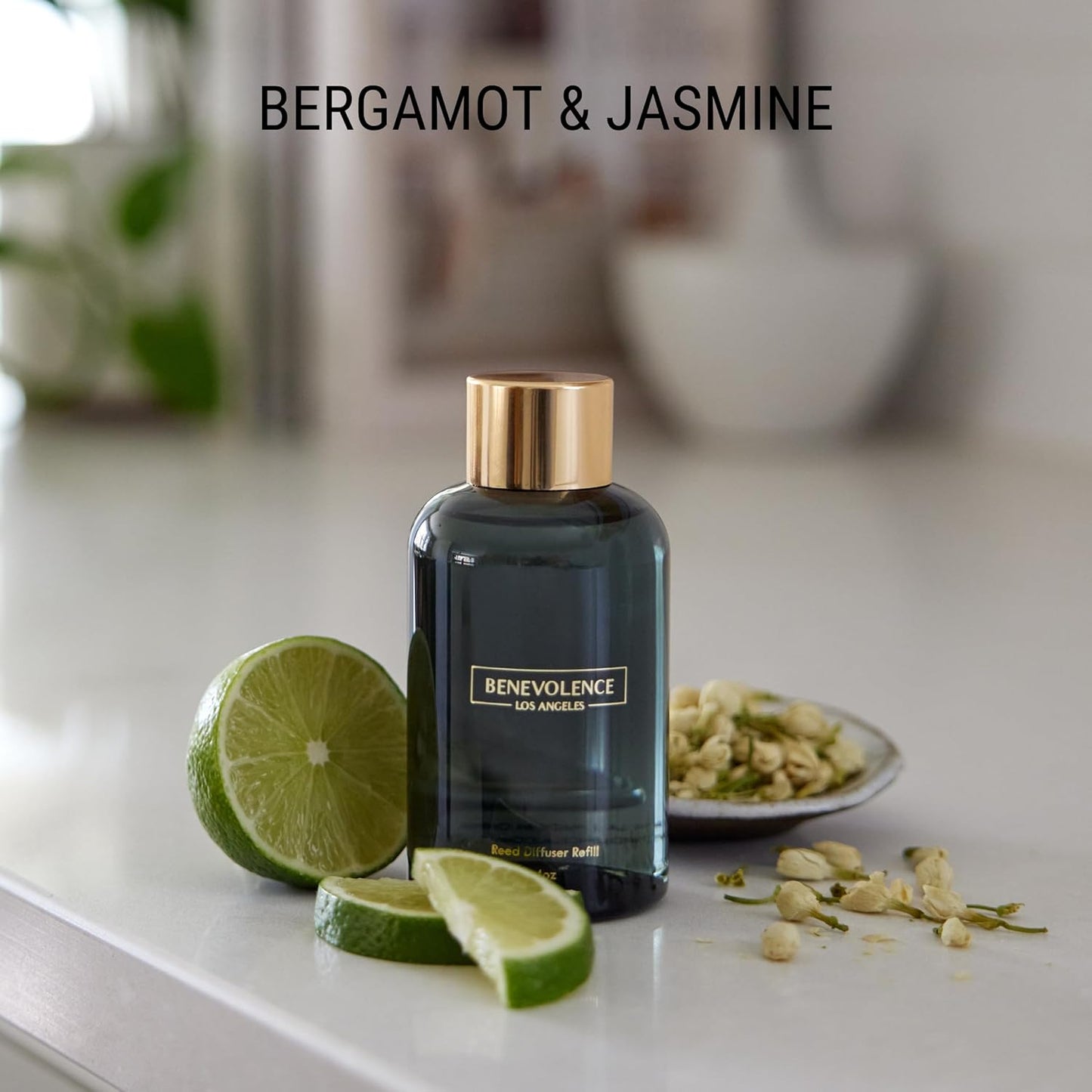 Bergamot & Jasmine Reed Diffuser Oil Refill – 4 Oz Long-Lasting Home Fragrance