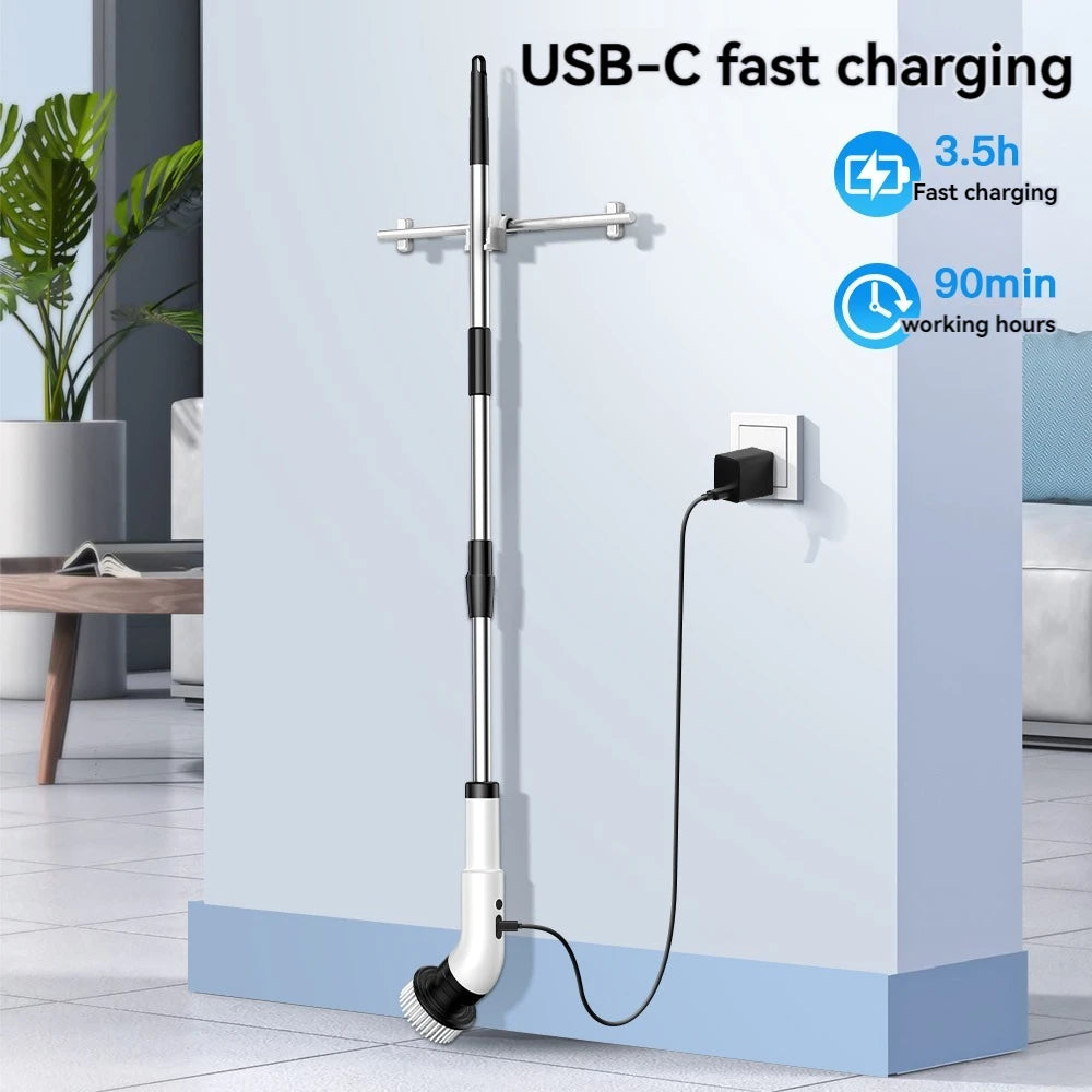 9-in-1 Electric Cleaning Brush – Wireless Handheld Scrubber with Telescopic Handle