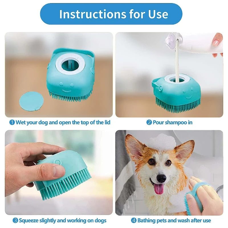 Silicone Pet Bathing Brush & Massage Comb for Dogs and Cats