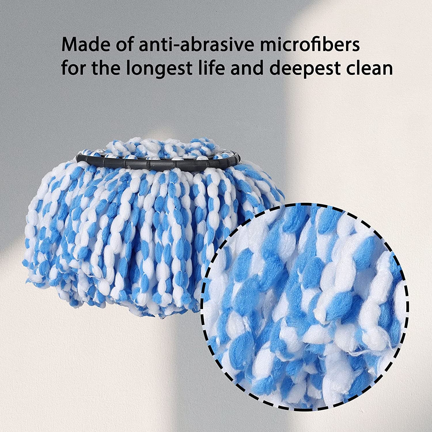 EasyWring Spin Mop Refill – 4 Pack Microfiber Mop Replacement Heads, Compatible with EasyWring Spin Mop System, Super Absorbent Floor Mop Refills for Hardwood, Tile & Laminate (Blue)
