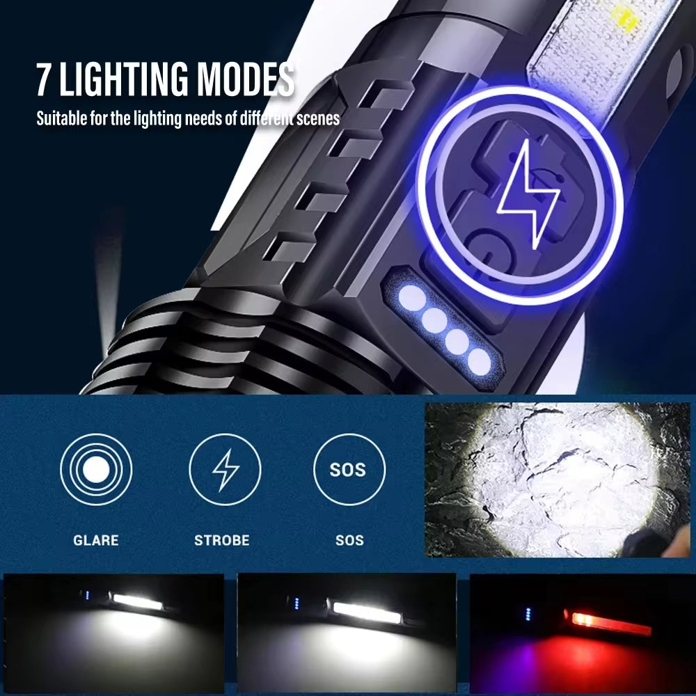 XHP50 LED Flashlight – Waterproof USB Rechargeable Torch