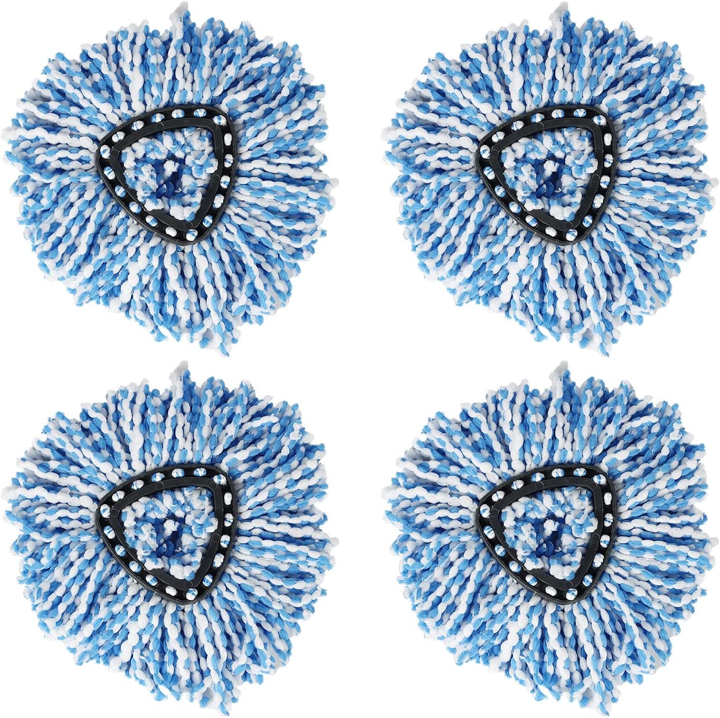 EasyWring Spin Mop Refill – 4 Pack Microfiber Mop Replacement Heads, Compatible with EasyWring Spin Mop System, Super Absorbent Floor Mop Refills for Hardwood, Tile & Laminate (Blue)