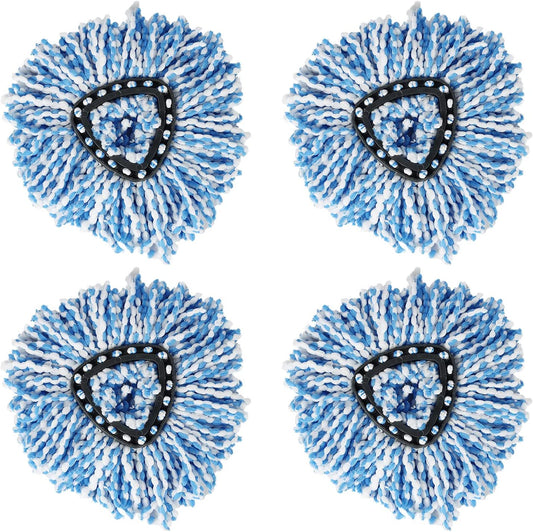 EasyWring Spin Mop Refill – 4 Pack Microfiber Mop Replacement Heads, Compatible with EasyWring Spin Mop System, Super Absorbent Floor Mop Refills for Hardwood, Tile & Laminate (Blue)