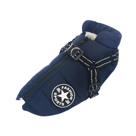 Winter Dog Jacket with Built-In Harness – Waterproof & Warm