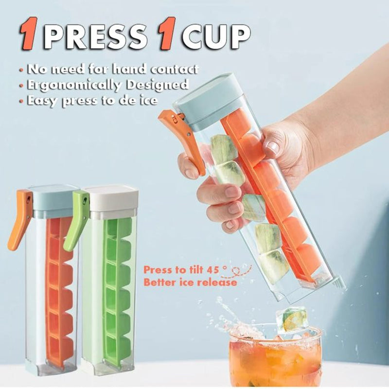 Ice Cube Tray with Storage Box – Food Grade Press-Release Ice Cube Mold for Home Kitchen, Easy-Release Ice Maker Tray