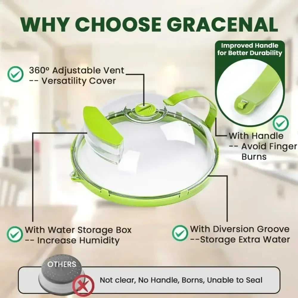 News Microwave Cover for Food Clear Microwave Splatter Cover with Water Steamer and Handle 10 Inch Plate Covers Kitchen Gadgets