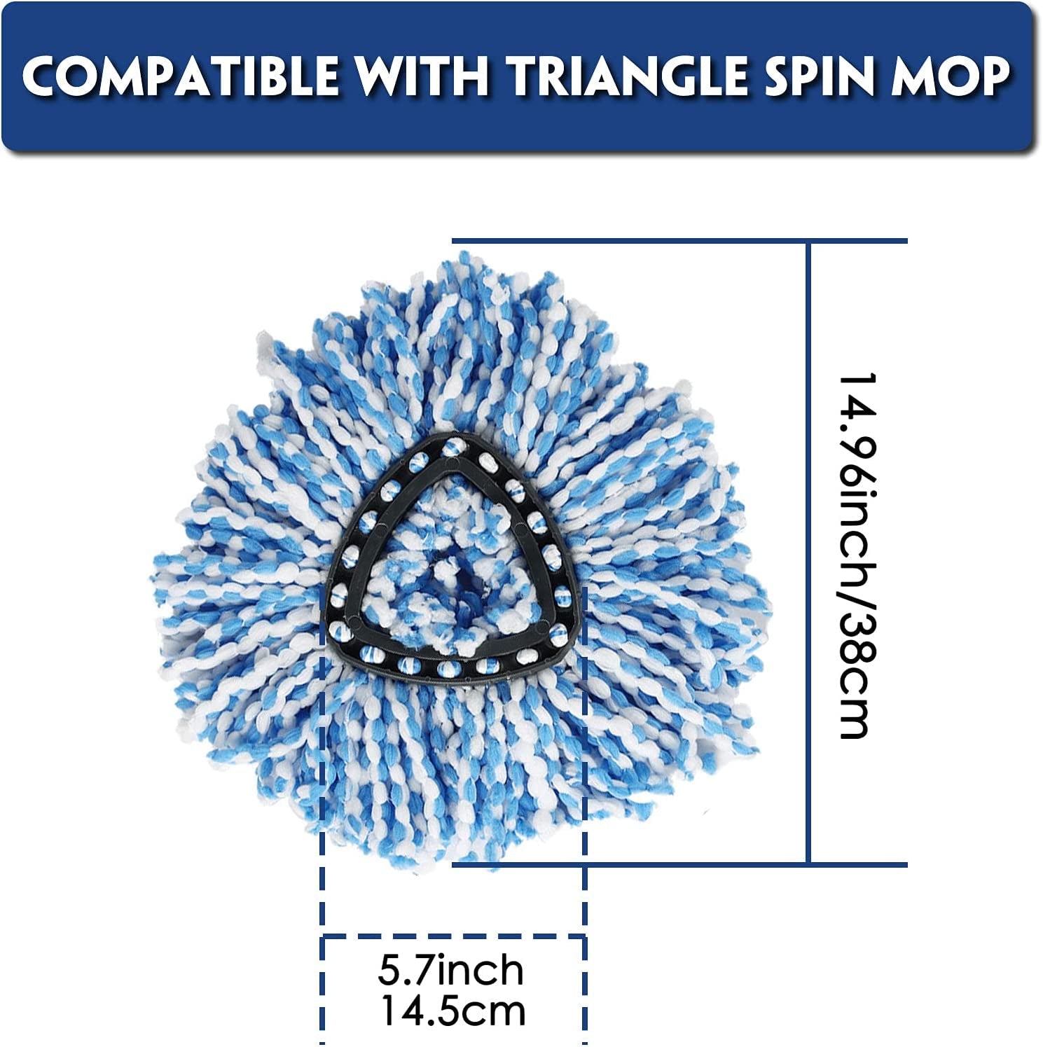 EasyWring Spin Mop Refill – 4 Pack Microfiber Mop Replacement Heads, Compatible with EasyWring Spin Mop System, Super Absorbent Floor Mop Refills for Hardwood, Tile & Laminate (Blue)