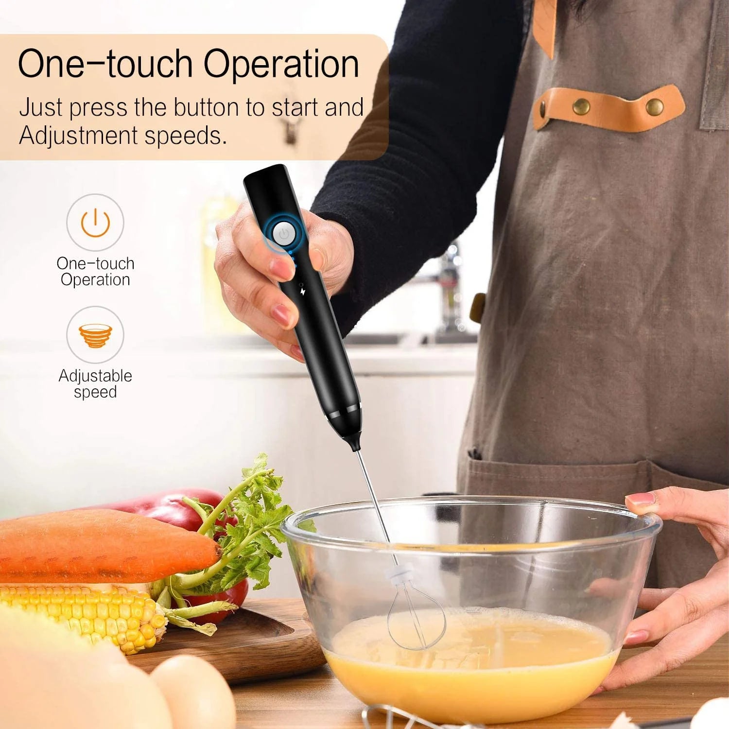 USB Rechargeable Milk Frother – 3-Speed Handheld Electric Drink Mixer & Mini Foamer for Coffee, Lattes, Matcha & Hot Chocolate