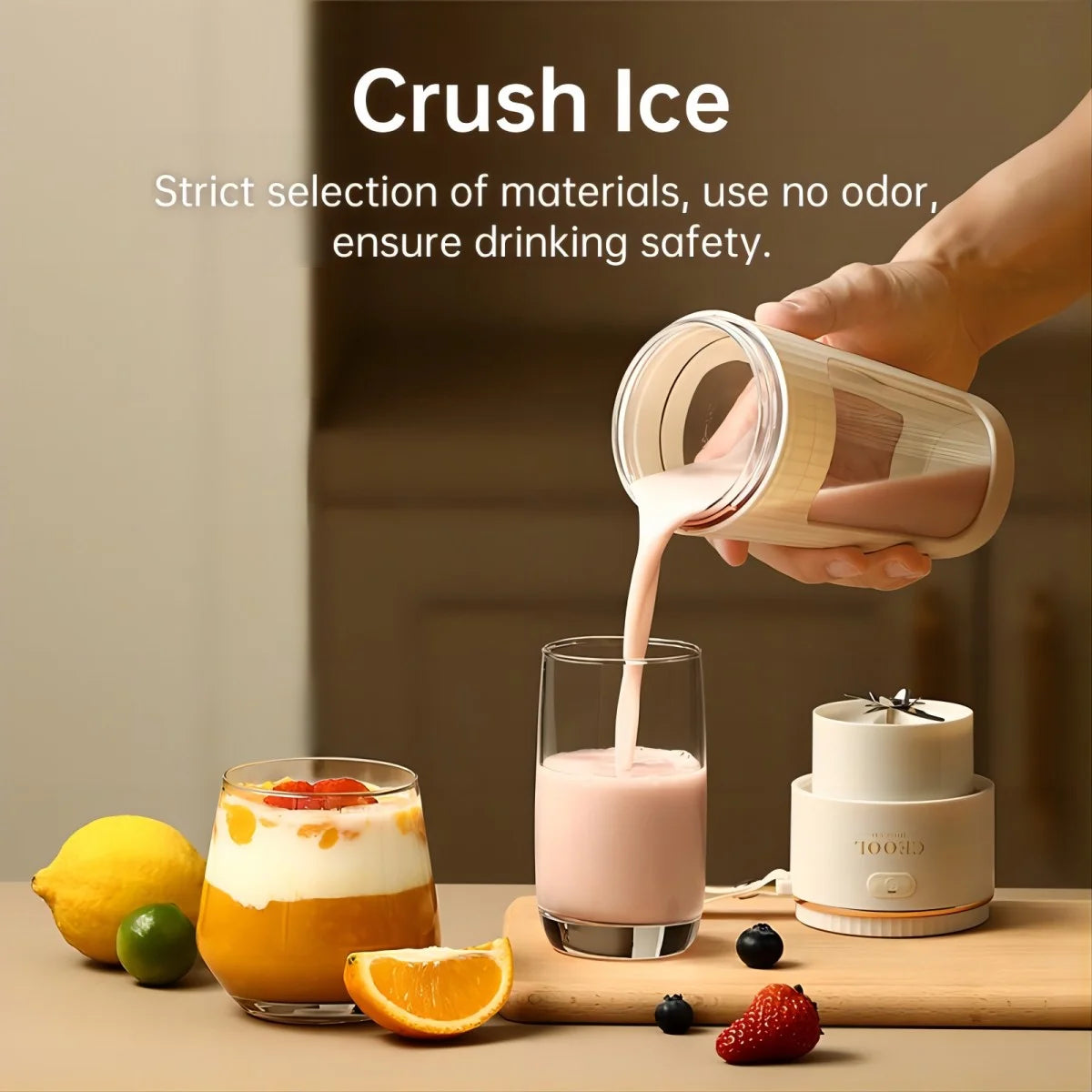 Powerful Portable Blender – USB Rechargeable Smoothie Blender for Ice & Frozen Fruit – Mini Personal Blender for Shakes, Smoothies, Travel & Gym