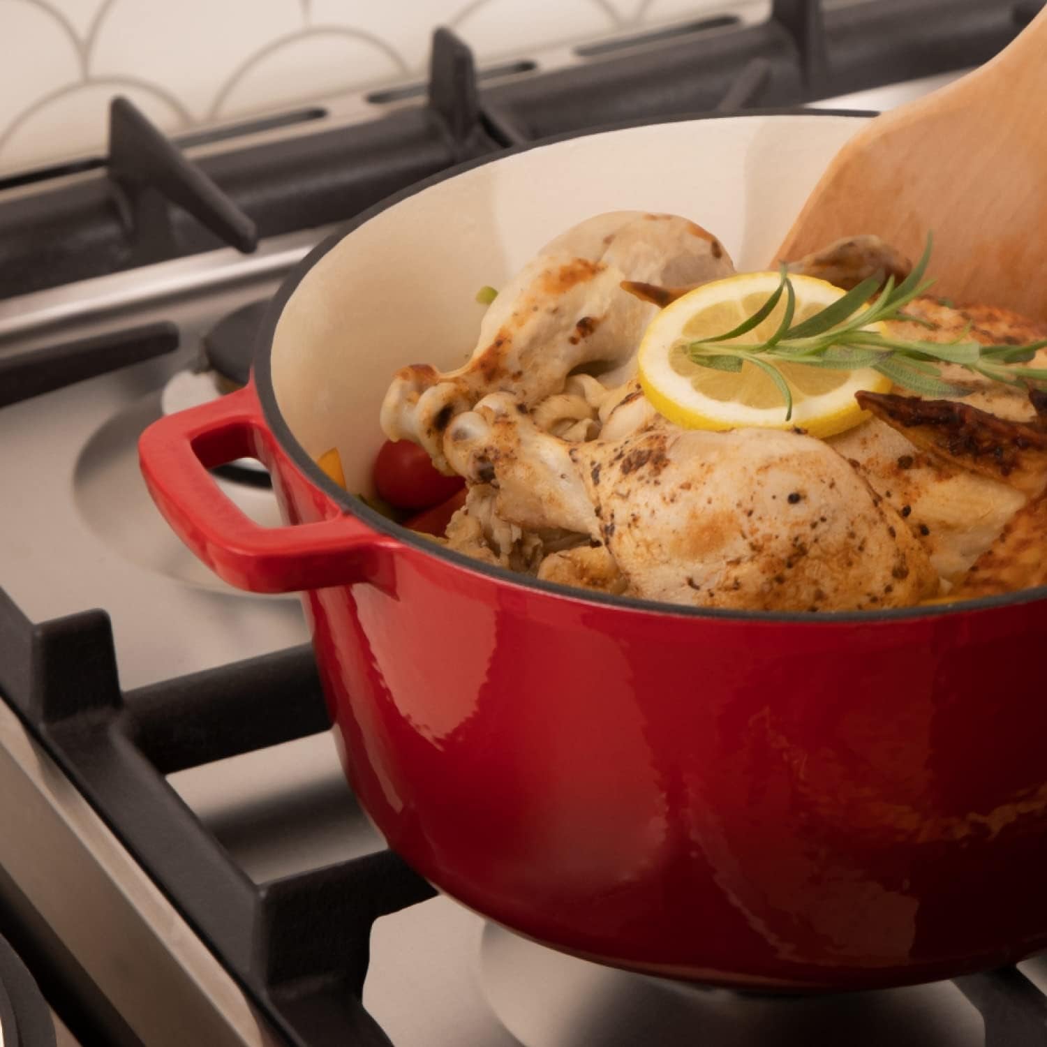 2-in-1 Pre-Seasoned Cast Iron Dutch Oven with Skillet Lid – 5 Qt Round Double Dutch Oven for Bread, Casseroles & Braising (13.5" x 7", Black)