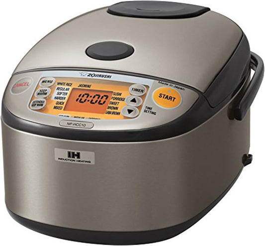 Zojirushi NP-HCC10XH Induction Heating Rice Cooker & Warmer, 1L (5.5-Cup), Stainless Dark Gray – Multi-Menu Cooking with Keep Warm Function