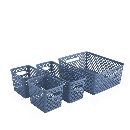 4-Piece Blue Decorative Storage Basket Set