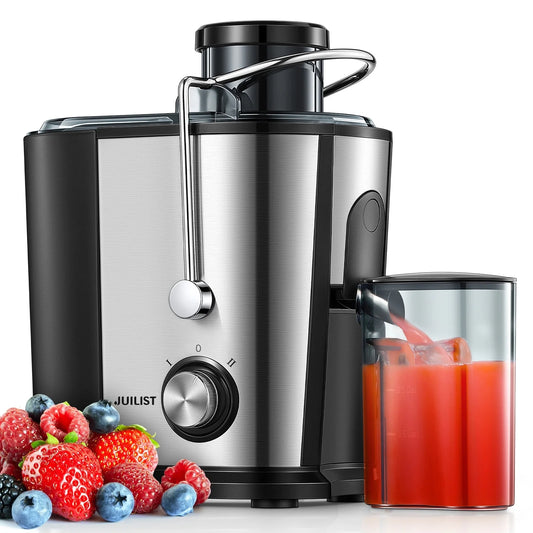 2-Speed Electric Juicer Machine – 400W Power, 11 Fl Oz Juice Capacity – Compact Fruit & Vegetable Juicer, Silver