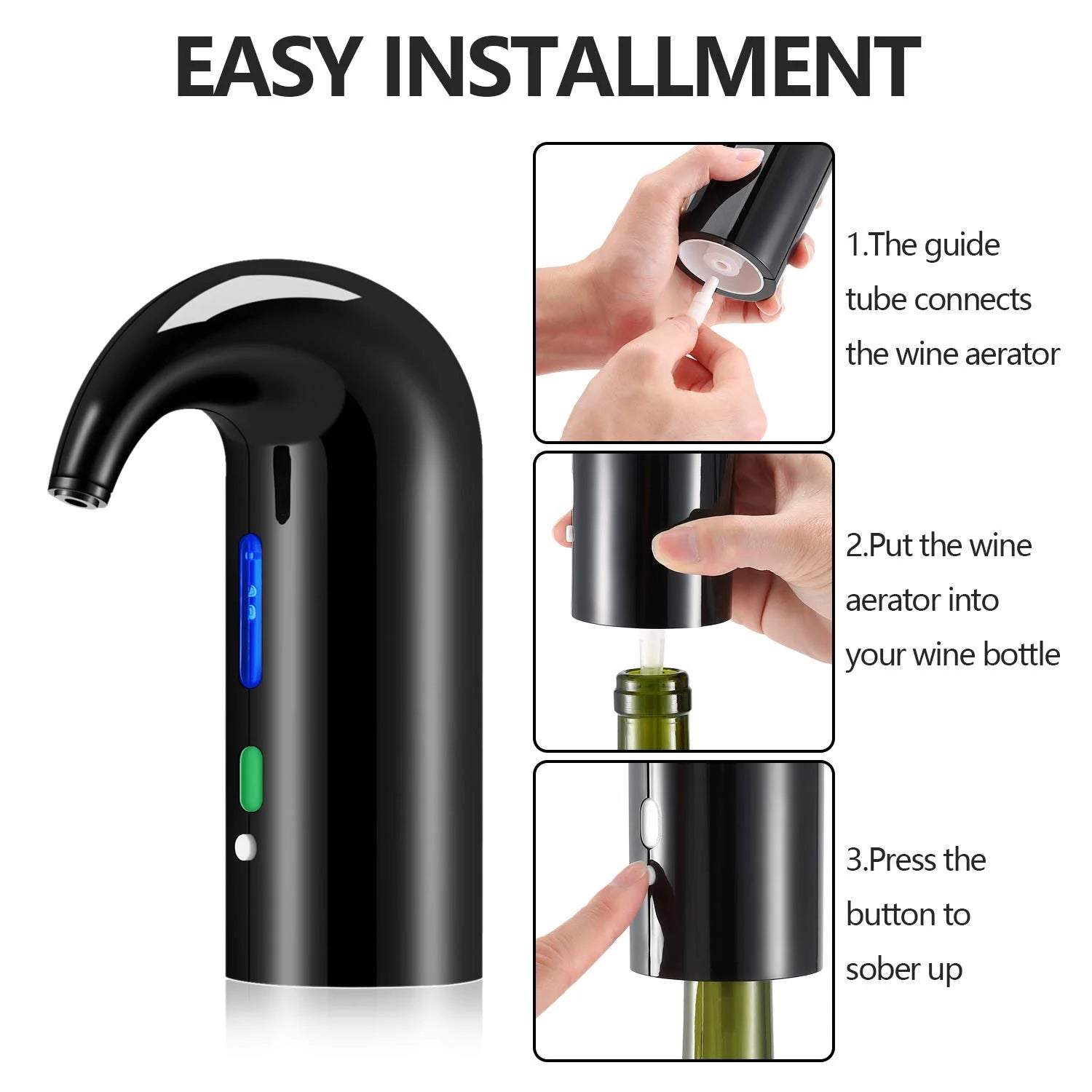 Electric Wine Aerator & Dispenser – 4-in-1 Wine Decanter, Pourer, and Wine Accessories Gift Set for Wine Lovers