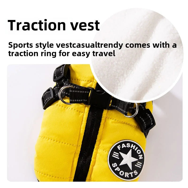 Winter Dog Jacket with Built-In Harness – Waterproof & Warm