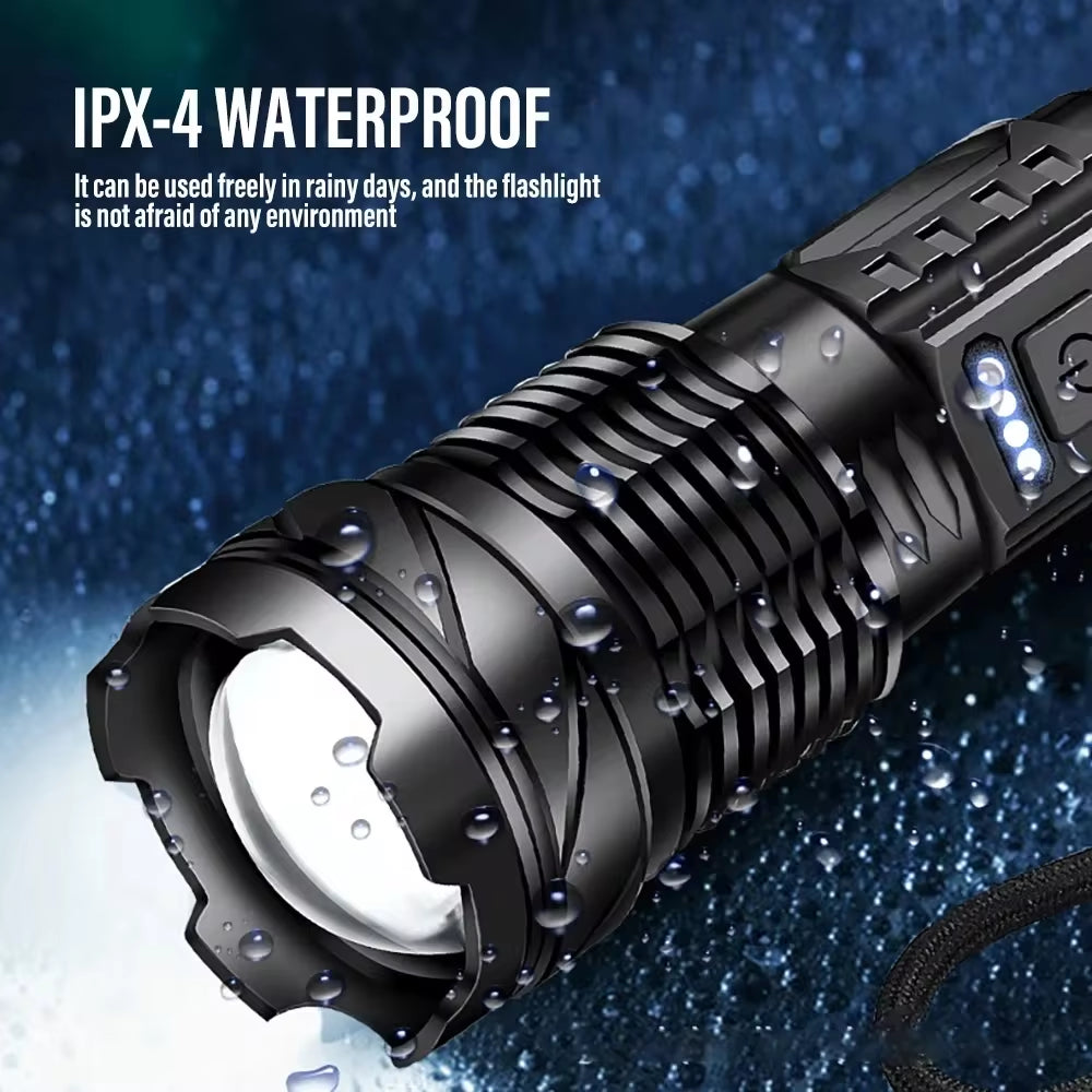XHP50 LED Flashlight – Waterproof USB Rechargeable Torch