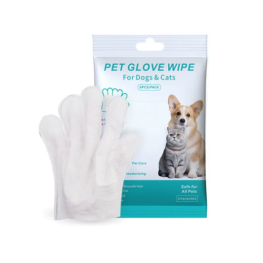 6PCS Disposable Pet Cleaning Gloves – No-Rinse Bath Wipes