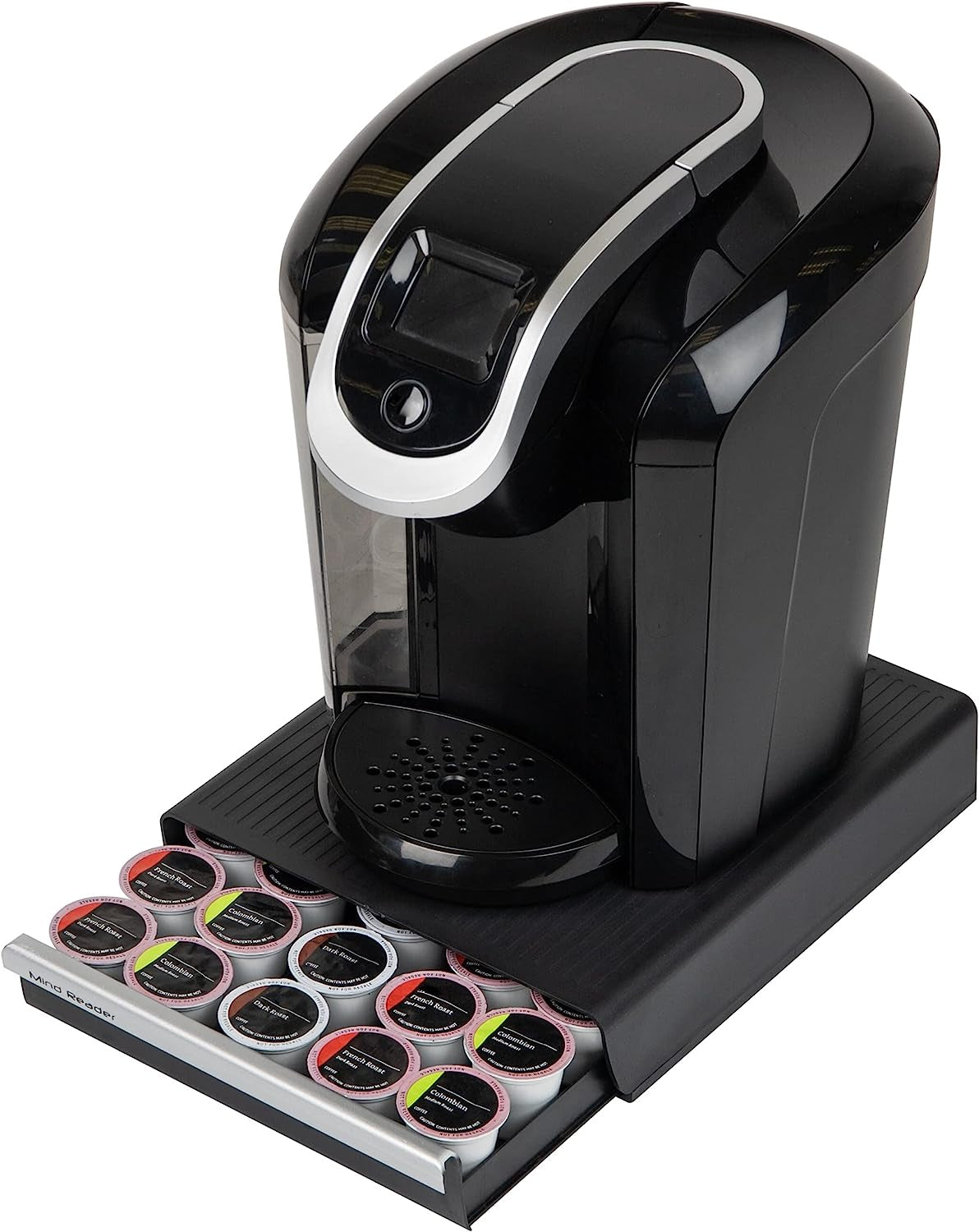 Single Serve Coffee Pod Drawer Organizer – Holds 30 Pods, Countertop Storage Solution for K-Cups, 10.5" x 12.75" x 2.5", Black