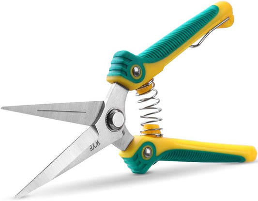 Professional Pruning Scissors – 8.1" Gardening Shears with Straight Stainless Steel Blades – Sharp Hand Pruner for Trimming Plants, Flowers, Fruits & Vegetables