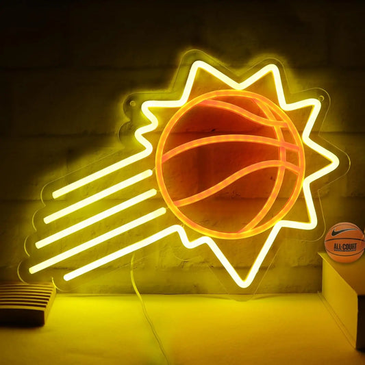 Suns Basketball LED Neon Sign – Sport Wall Light for Bedroom, Man Cave & Gifts