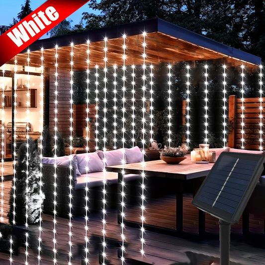 Solar Curtain Lights Outdoor Fairy Lights LED Lights Christmas Wedding Decorations String Lights Garden Decor 600/300/200/100LED