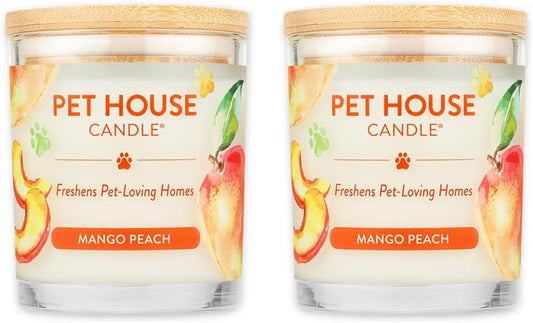 Pet Friendly Mango Peach Soy Candle – 60 Hour Burn Time with Cotton Wick